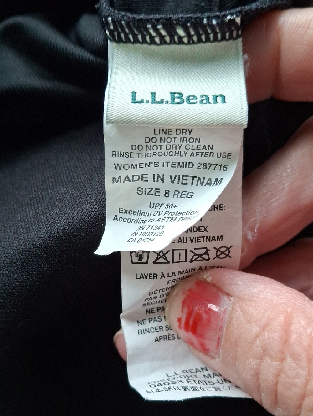 LL Bean One Piece Swimsuit Black Skort Halter Strap Women Size 8 - Picture 3 of 3